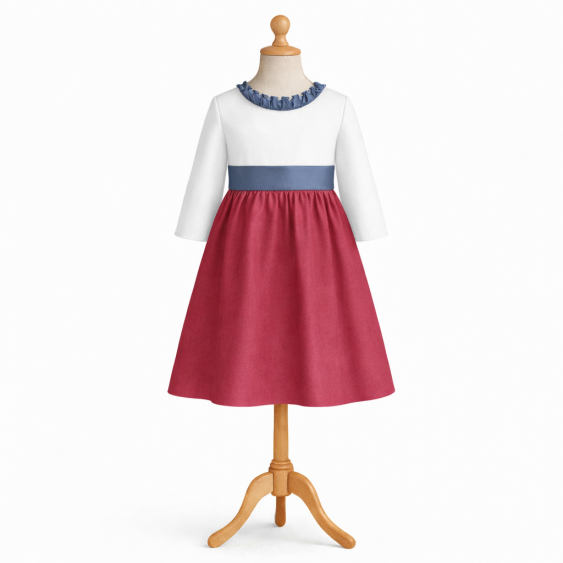 Fleur d'Oranger - Robe col frou-Frou et manches trois-quart