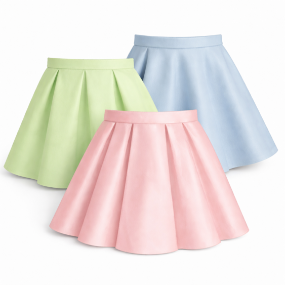 Set 3 jupes patineuse plis creux et plats + ceinture