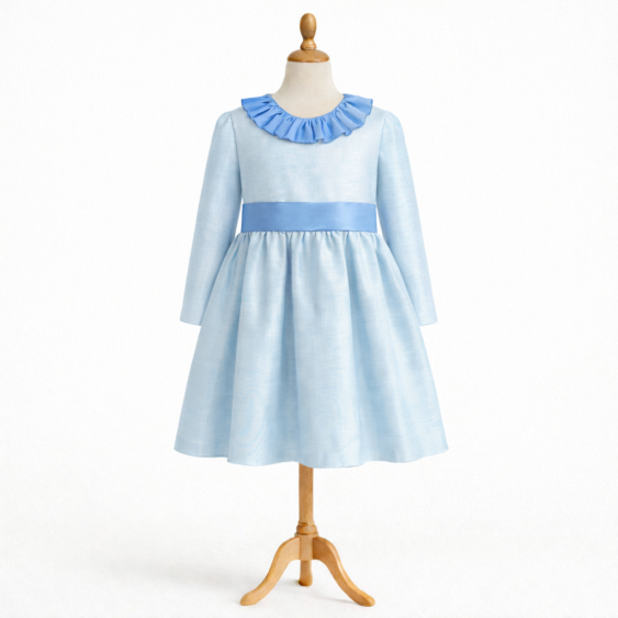 Tilleul - Robe à manches longues et col volanté