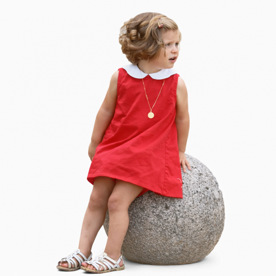 Epinette - Robe trapèze à col pétale et dos à grand pli...