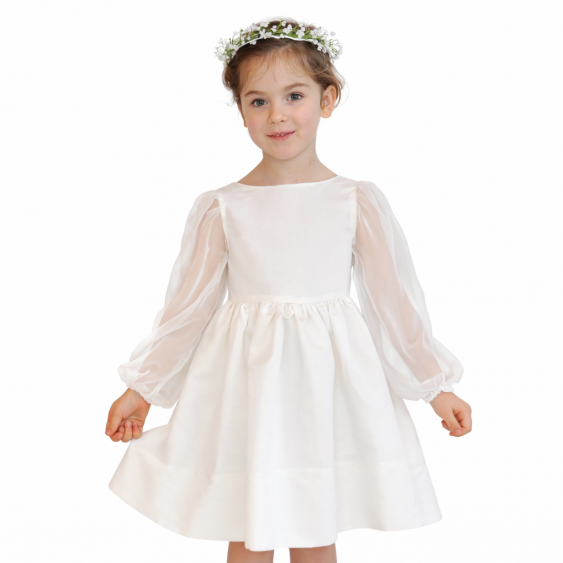 Sarriette - Robe dos nu à manches longues bouffantes 2