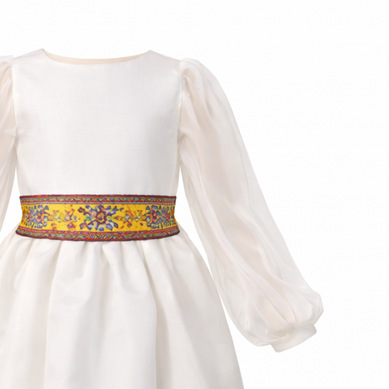 Spigelia - Robe col frou-Frou et manches longues bouffantes 2