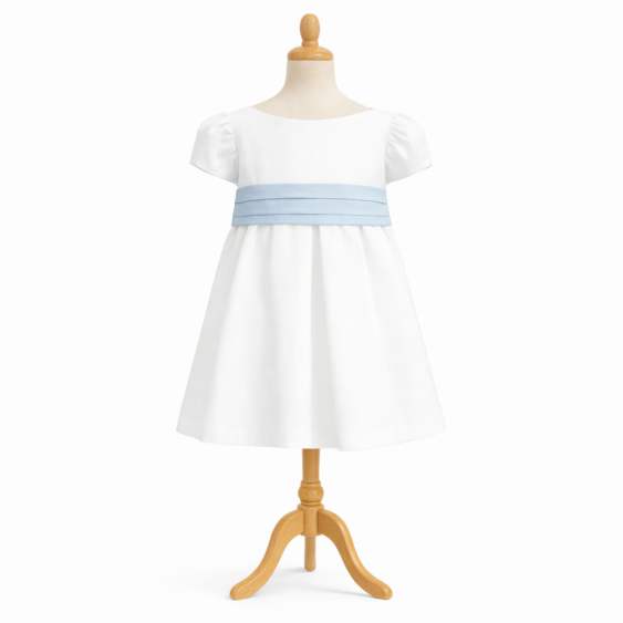 Abricot- Robe encolure bateau, manches semi-ballon et...