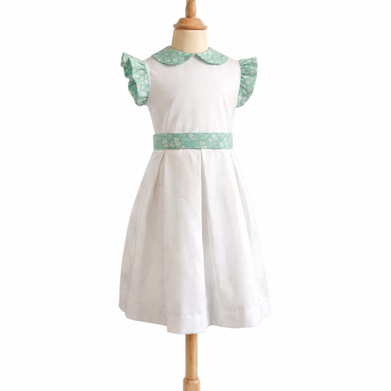 Bois de Reinette - Robe col claudine, mancherons volantés...