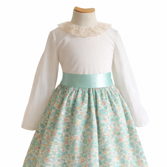 Tilleul - Robe à manches longues et col volanté 2