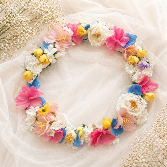 Couronne fleurie et colorée