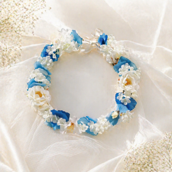 Couronne Hortensia: bleue et blanche