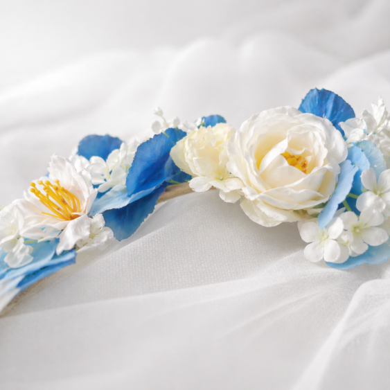 Couronne Hortensia: bleue et blanche 2