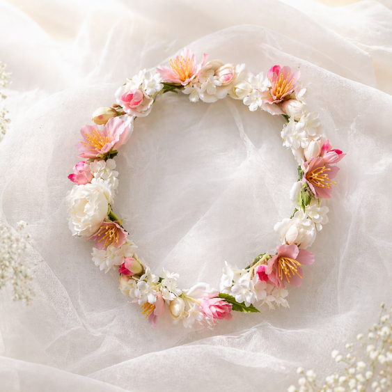 Couronne Cerisier: rose et blanche