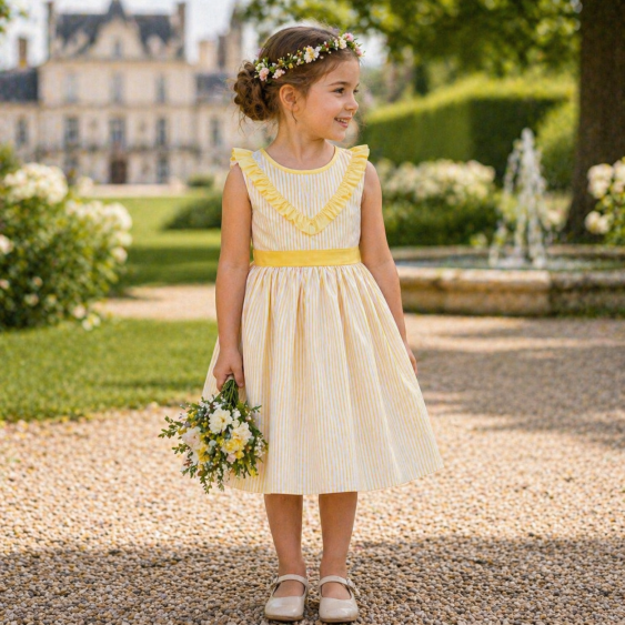 Mimosa - Sissi enfant - Robe à empiècement en V volanté 2