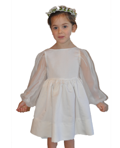 Spigelia - Robe col frou-Frou et manches longues bouffantes 2