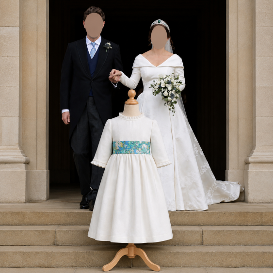 Princesse Eugénie - Robe empire col victorien et manches...