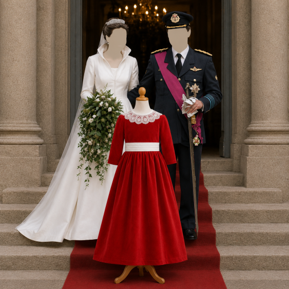 Cortège Mathilde, Reine de Belgique - Robe taille haute,...