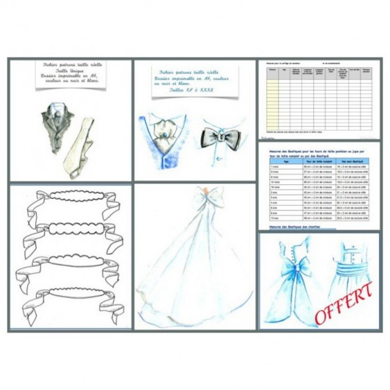 Pack mariage:  11 patrons + Dossier voile de mariée + 2...